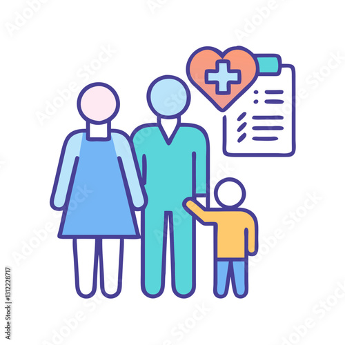 Family health history concept with parents and child next to medical record
