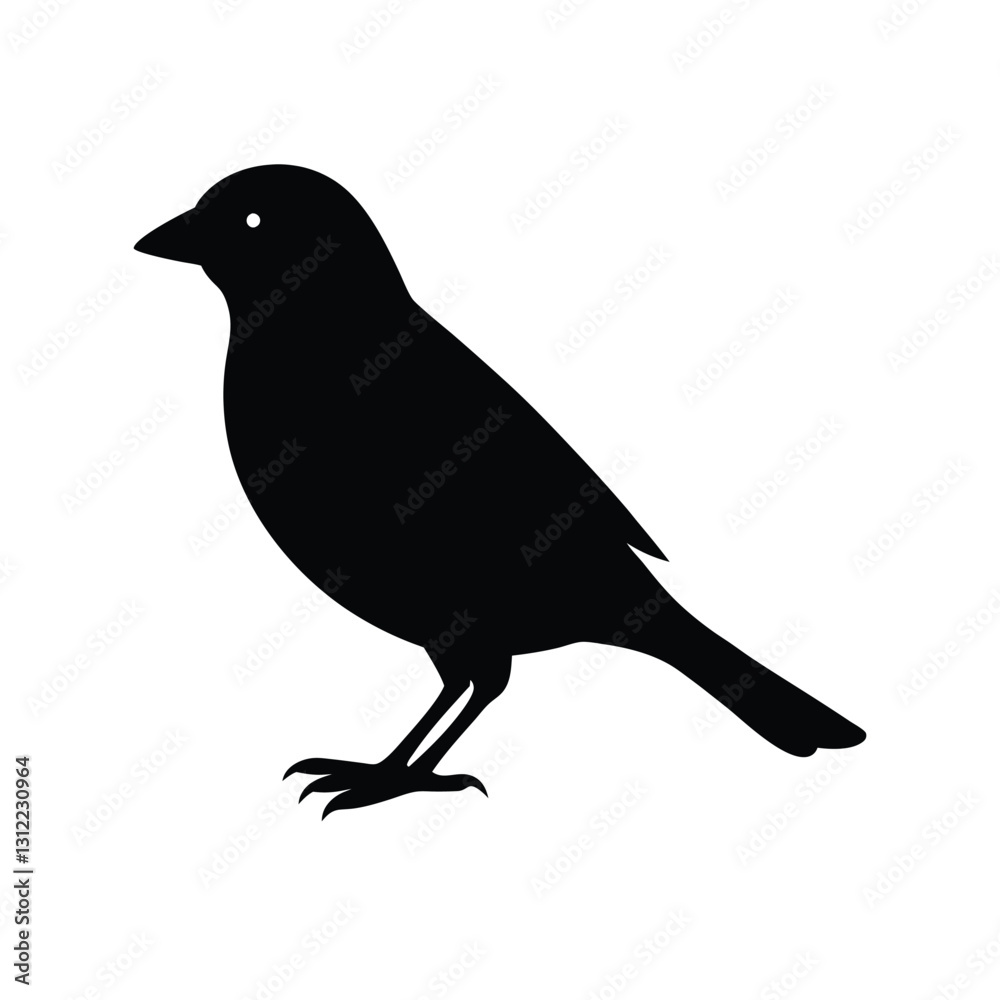 Obraz premium Canary Silhouette Vector Art | Black and White Canary Bird Illustration