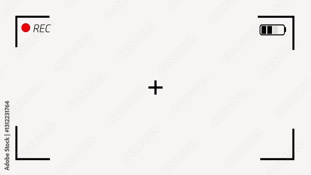 Camera recording screen on the white background animation. mirrorless camera viewfinder frame animation. camera video recorder animation.