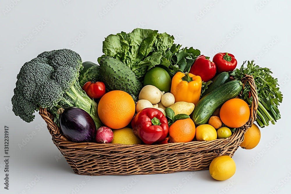 Vibrant Basket of Fresh Fruits and Vegetables Vibrant Basket of Fresh Fruits and Vegetables