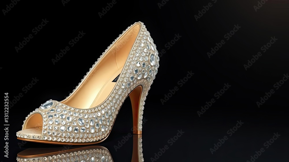 Obraz premium Sparkling Crystal High Heel Shoe Elegant Bridal Footwear Luxury Fashion Accessory