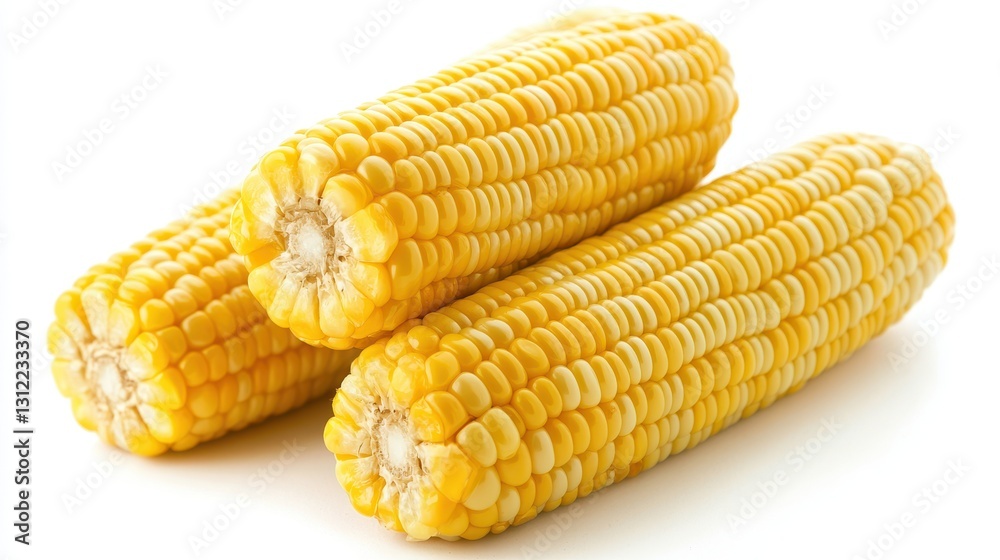 Sweet corn with bright, vibrant skin, isolated on a white background. Sweet corn with bright, vibrant skin, isolated on a white background.