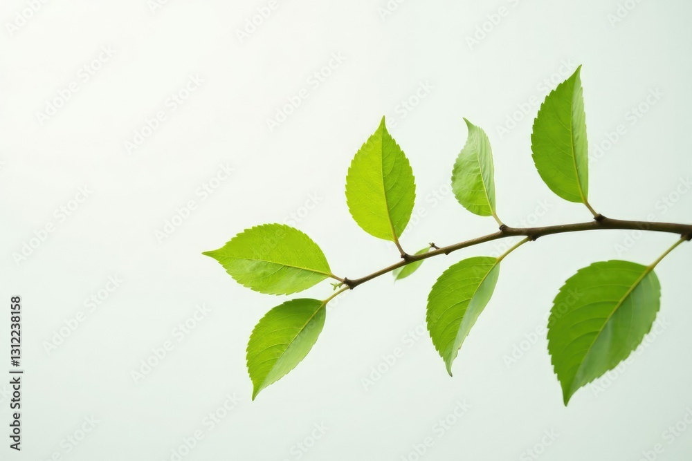 Delicate branches with leaves on white background, nature, branches Delicate branches with leaves on white background, nature, branches