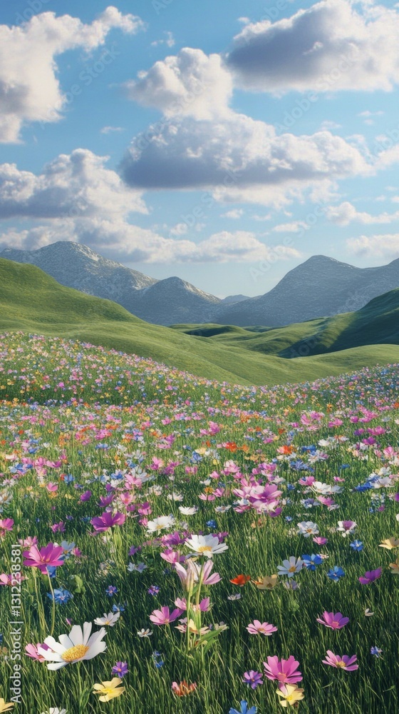 Obraz premium Vibrant Wildflower Meadow in Mountains