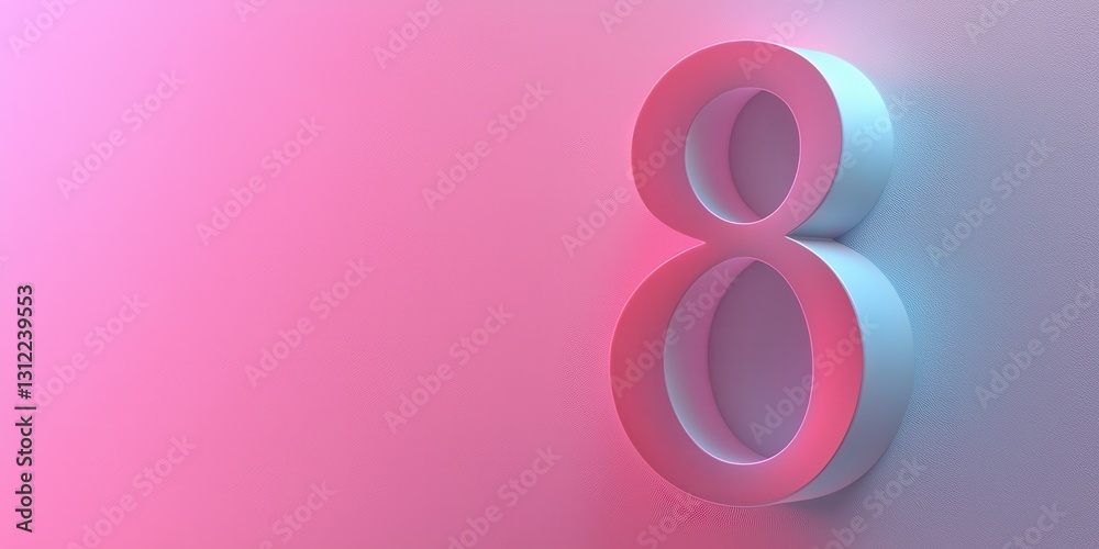 Number 8 on 3d minimalistic background for 8 march international womens day Number 8 on 3d minimalistic background for 8 march international womens day