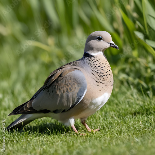 Cute turtledove surprised but also curious to be photographed.