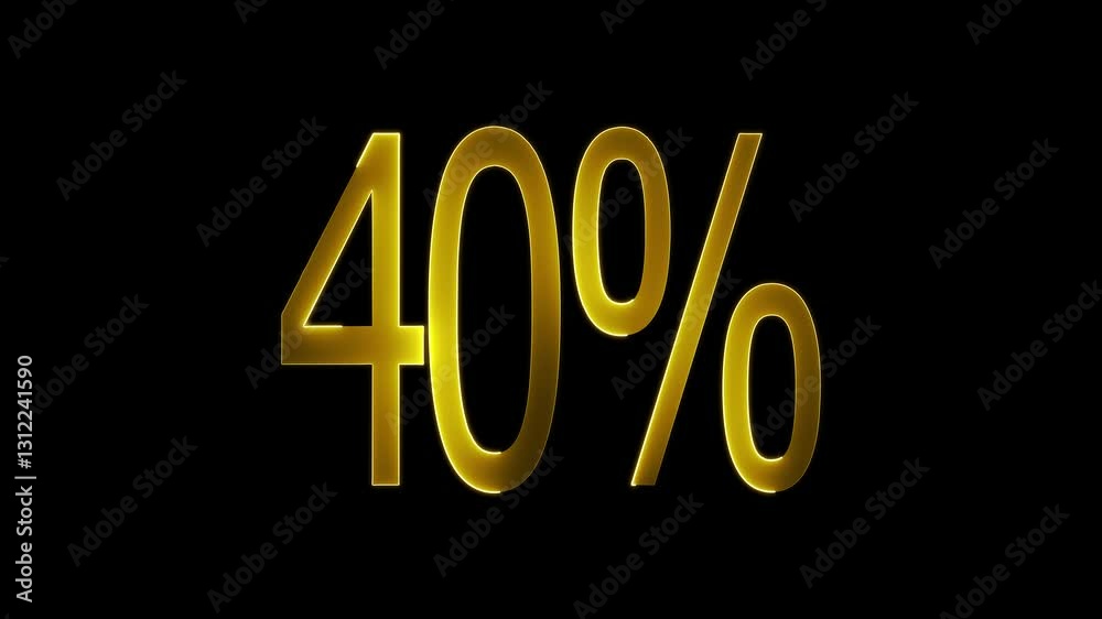 40% text animation by yellow color neon mask glow on black background. 40% text animation by yellow color neon mask glow on black background.