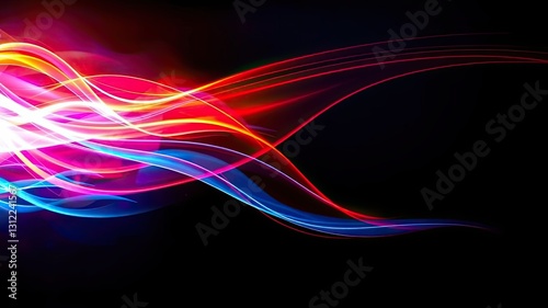 Abstract Colorful Light Waves Energy Flow Dynamic Design