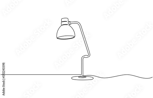 Continuous one line drawing of moka pot- barista equipment, Desk lamp in one continuous line drawing. Minimalist representation for home and study themes.