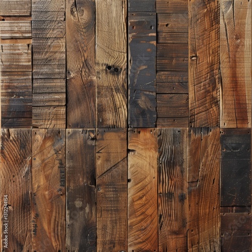 Wallpaper Mural A reclaimed wood table top with various aged planks, featuring deep grain patterns and natural imperfections Torontodigital.ca