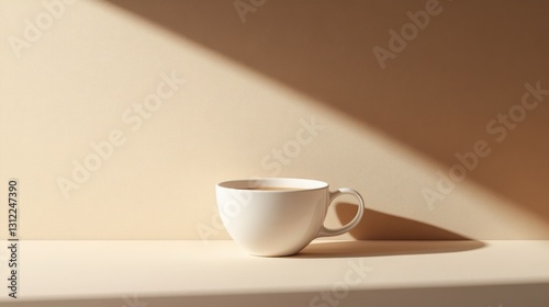 Wallpaper Mural A white ceramic coffee cup on a white table surface for modern design Torontodigital.ca