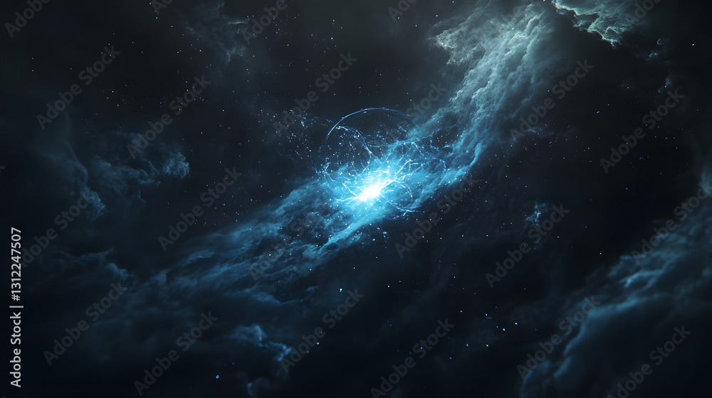 Fototapeta premium Celestial Energy Burst Abstract Space Nebula Background