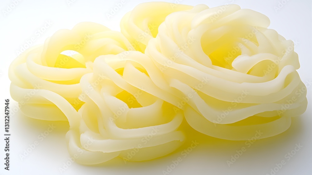 Appetizing mounds of raw udon noodles ready for flavorful cooking Appetizing mounds of raw udon noodles ready for flavorful cooking