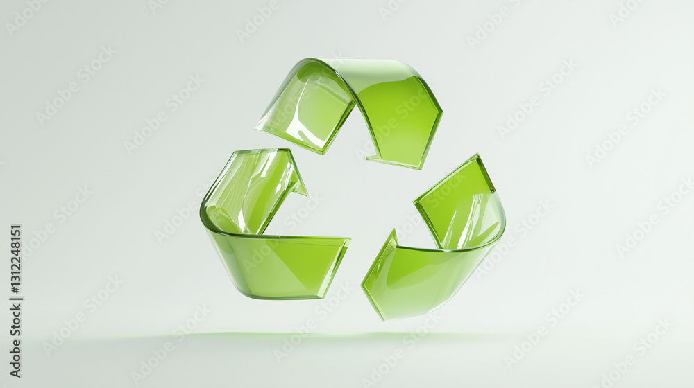 Glossy green recycling symbol on a white background Glossy green recycling symbol on a white background