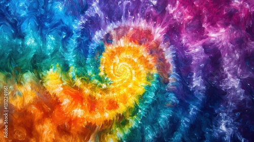 Vibrant Rainbow Spiral Tie Dye Pattern Colorful Abstract Background