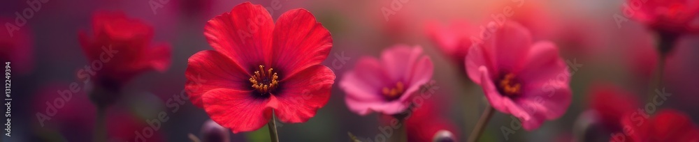 Close-up of flowering red Portulaca on purple , background, portulaca grandiflora Close-up of flowering red Portulaca on purple , background, portulaca grandiflora