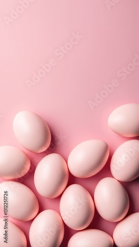 Pink Monotone Eggs on pink background. minimal Easter Idea Concept