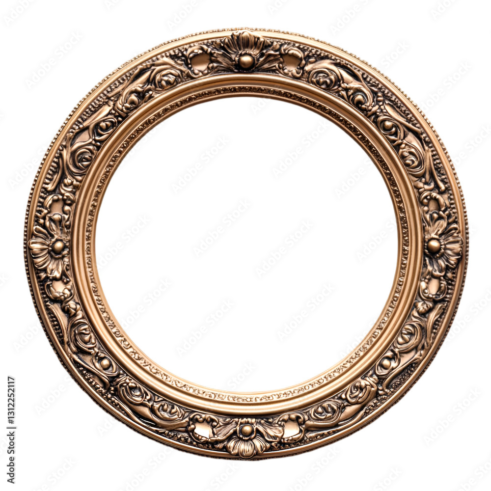 Ornate Gold Round Frame Elegant Design Antique Style Ornate Gold Round Frame Elegant Design Antique Style