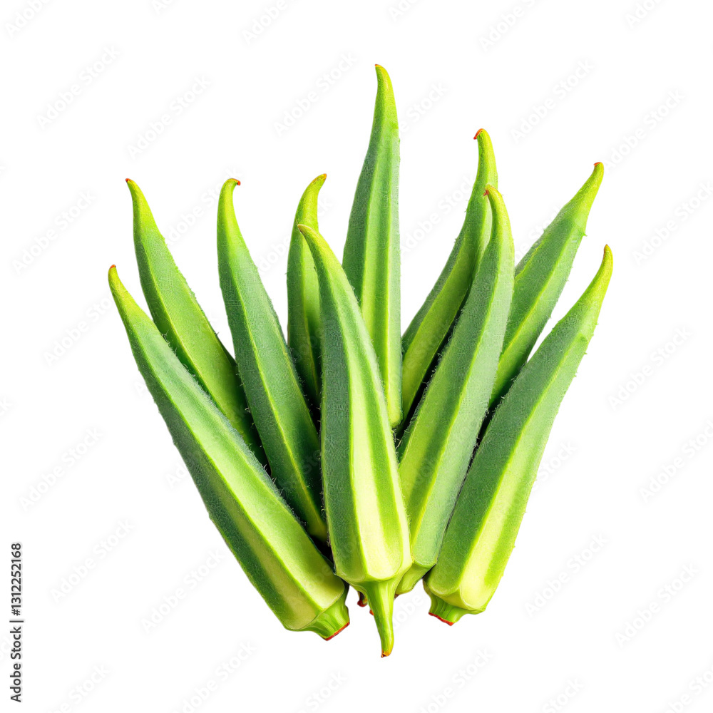 Fototapeta premium Close-up image of a bunch of fresh okra pods