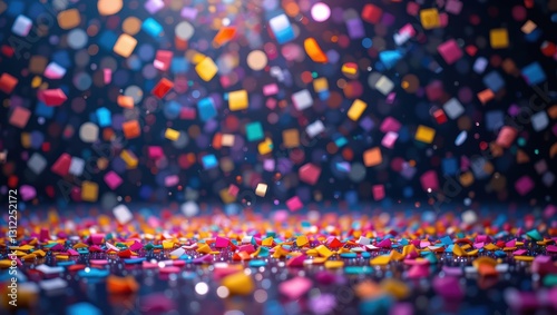 Colorful Confetti Falling On Ground Creating A Joyful Celebration Atmosphere Background