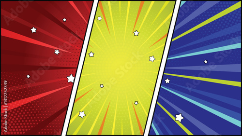 Comic cartoon panel colorful background abstract illustration template