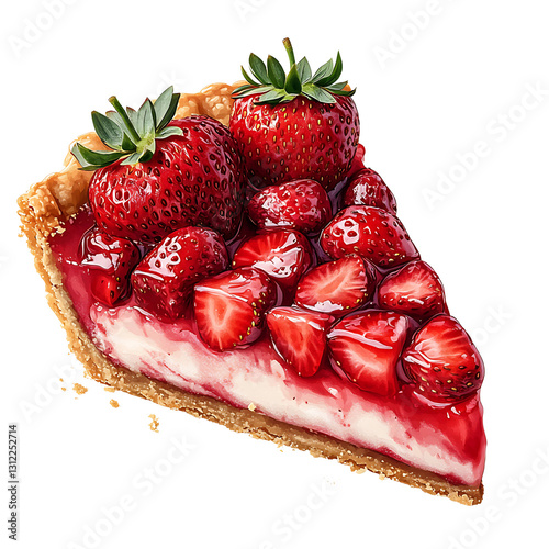 Strawberry Tart Slice: This mouthwatering image features a tempting slice of strawberry tart, glistening with a vibrant red glaze, and a buttery, flaky crust.