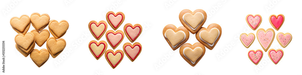 Heart shaped cookies sweet love bites isolated on a transparent background. Heart shaped cookies sweet love bites isolated on a transparent background.