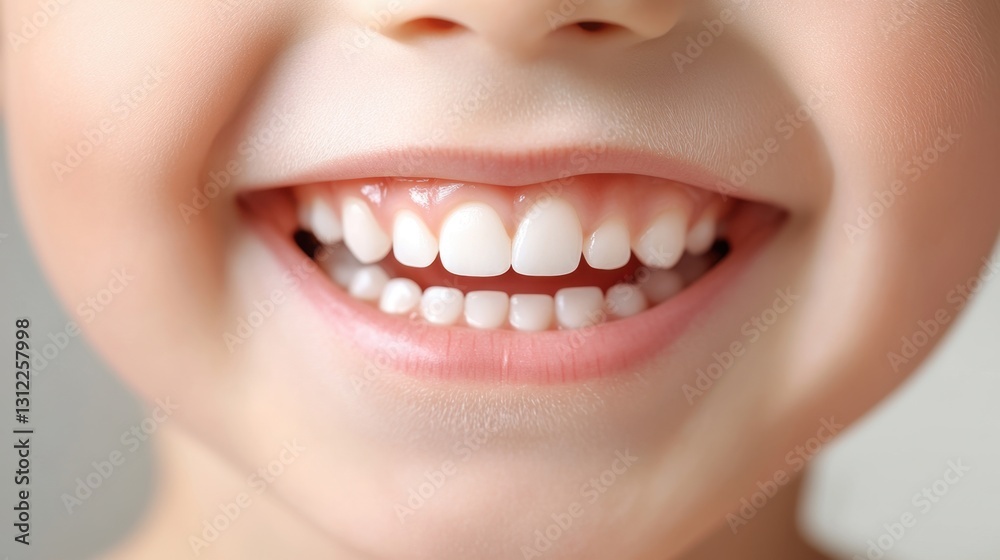 Fototapeta premium Happy Child's Close-Up Smiling Face with Bright White Teeth