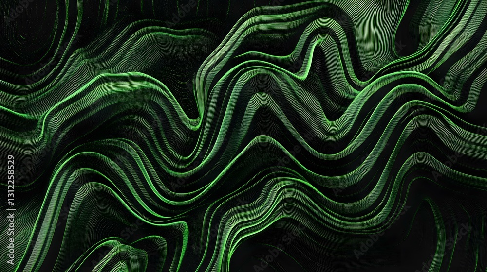 Abstract Green Digital Wave Pattern on Black Background Abstract Green Digital Wave Pattern on Black Background