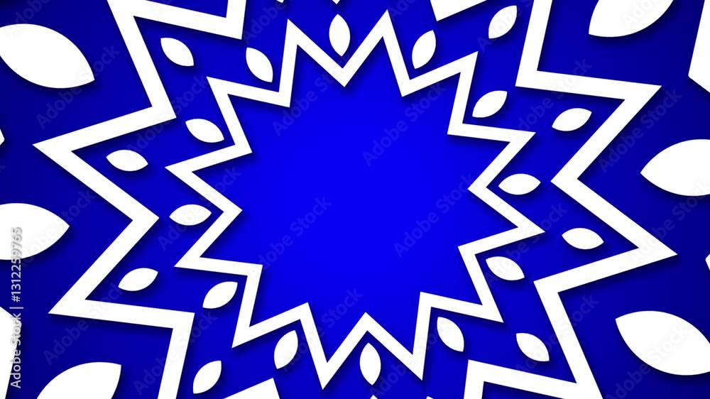 white snowflake mandala rotation animation on blue background white snowflake mandala rotation animation on blue background