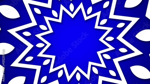 white snowflake mandala rotation animation on blue background