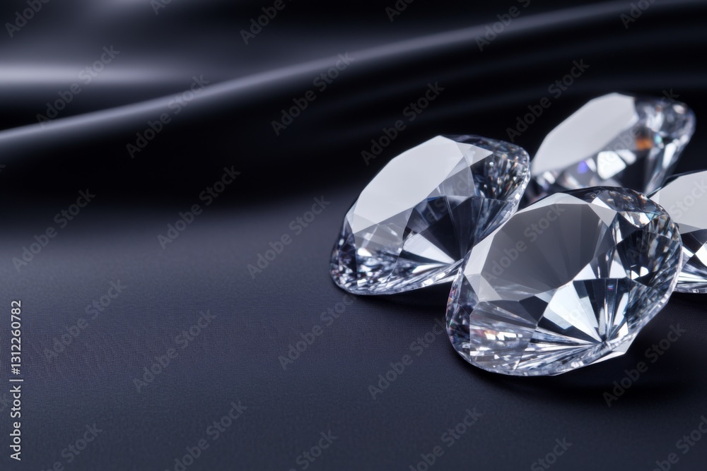 Sparkling diamonds resting on a luxurious black satin fabric Sparkling diamonds resting on a luxurious black satin fabric