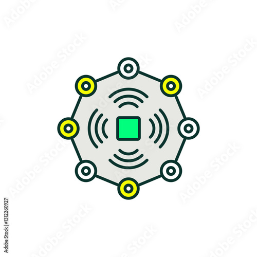 Decentralized Network Node Icon in Colors for Blockchain Connectivity and DeFi Systems.