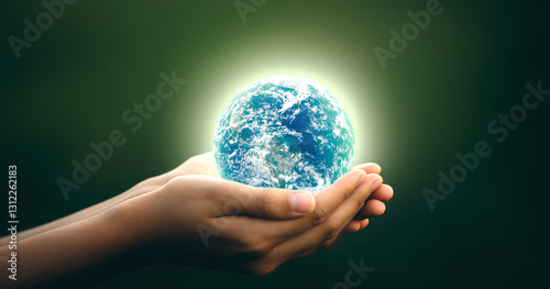 Earth Held in Caring Hands, Representing Global Unity
