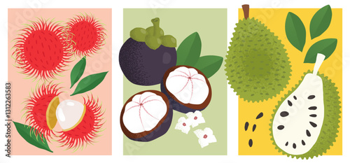 Exotic Fruit Set - Rambutan, Mangosteen, Soursoup