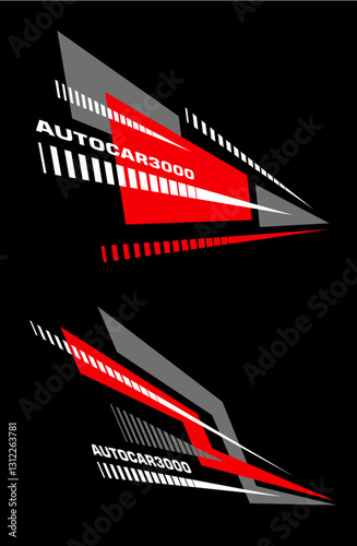 Set of simple car and motor stripes. Car race stripes. Car stripes. Arrow and thunder style. Racing sticker design. Graphic sport decal vinyl element. Automobile decoration. Racing design vector