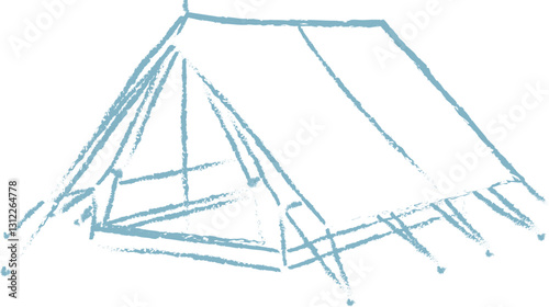 A hand drawn illustration of a camping tent