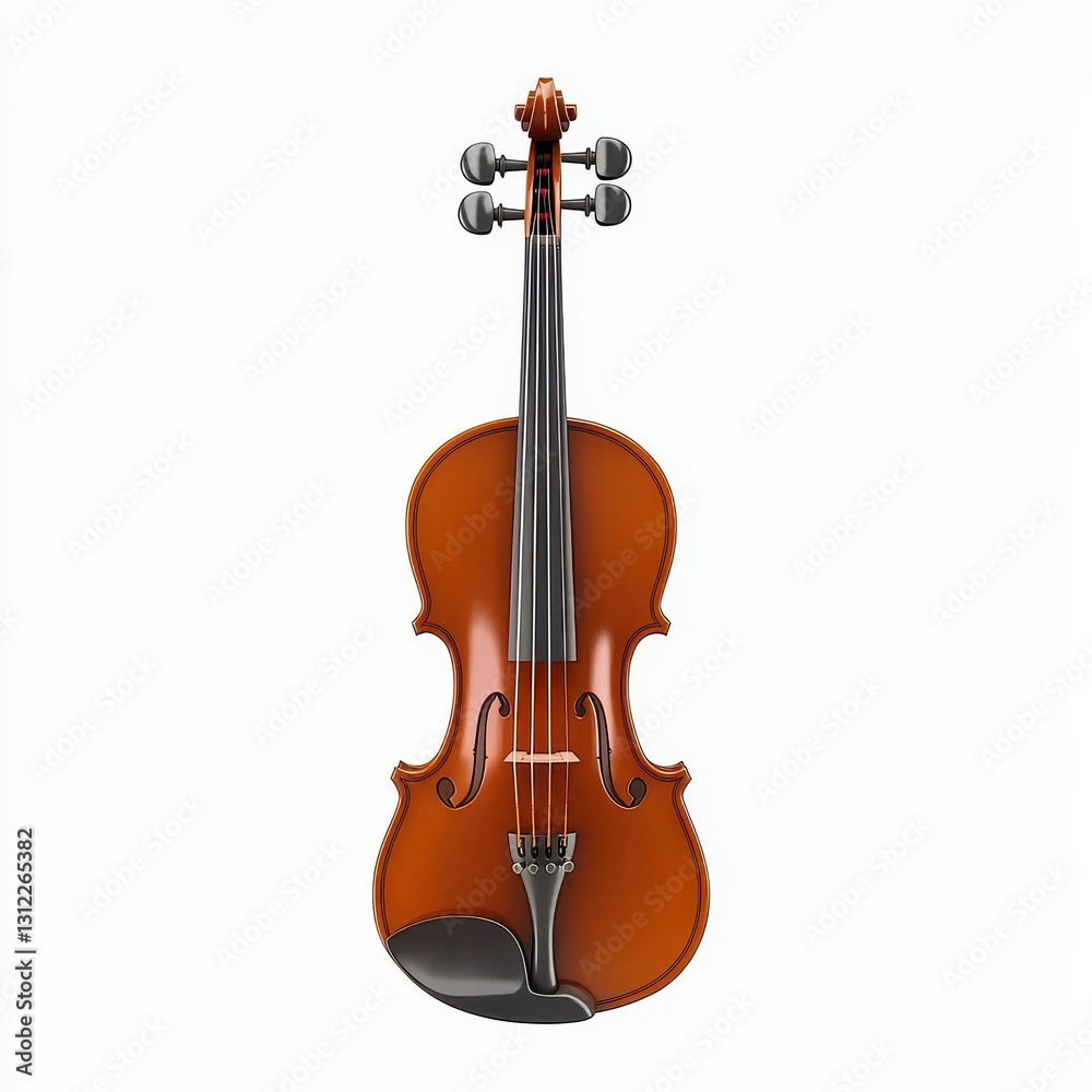Obraz premium Realistic 3D Icon Cartoon of a Classic Violin with a Wooden Bow isolated on clear white background