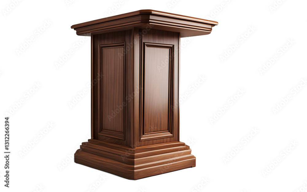 A wooden lectern with an angled top for reading, isolated on a empty plain background A wooden lectern with an angled top for reading, isolated on a empty plain background