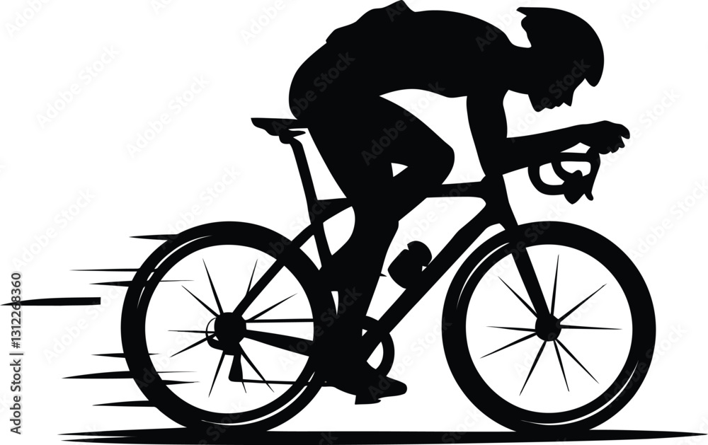 Fototapeta premium Black Silhouette Bicycle Rider Vector