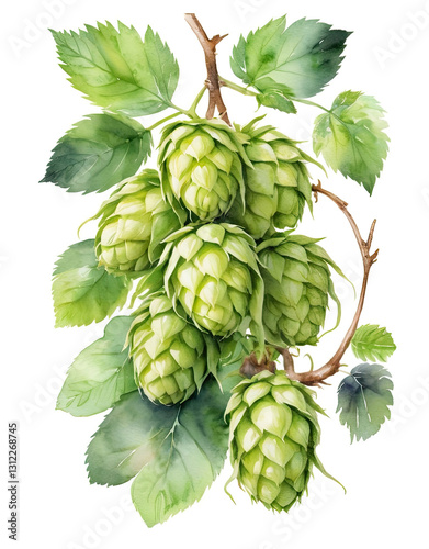 Obraz na płótnie cluster of fresh hops with green leaves, commonly used in brewing beer w salonie