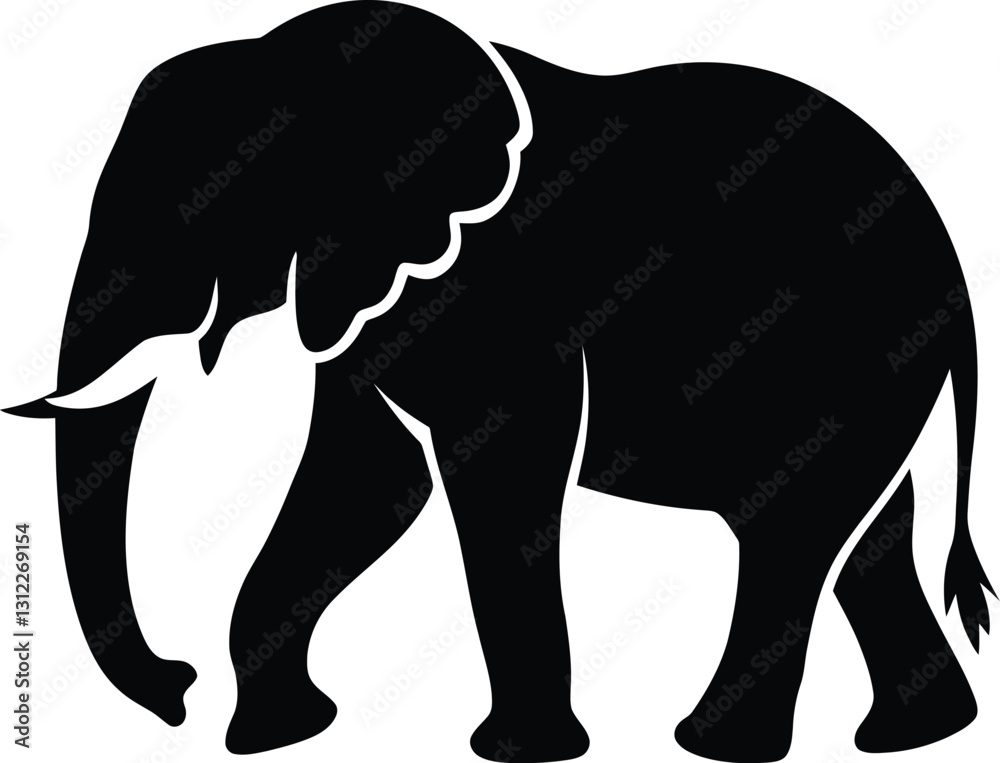 Obraz premium Black Silhouette Elephant Walking Vector