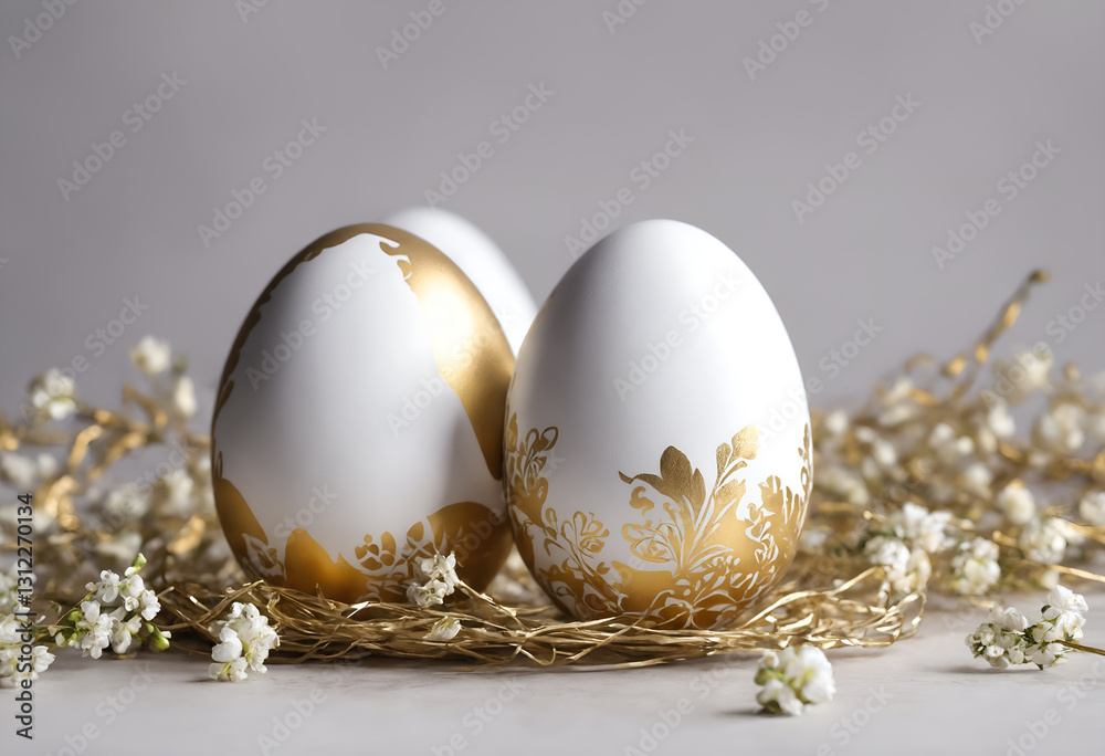 Easter gold and white eggs decoration