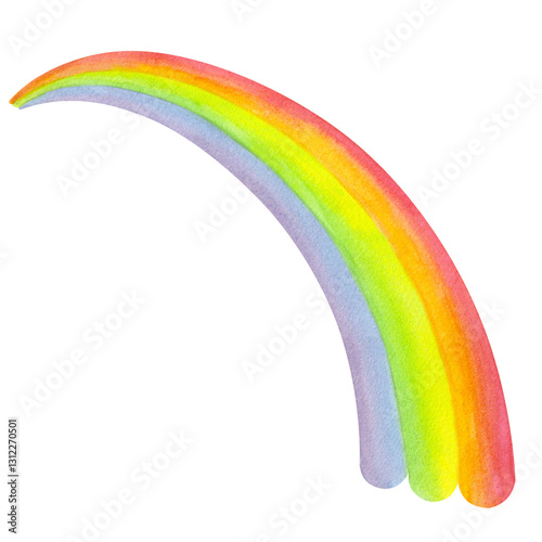 Colored watercolor rainbow red orange yellow yellow green green blue violet. Happy Saint Patrick's Day. Hand drawn illustration isolated background. Lucky item, fortune symbol. Perfect for postcard