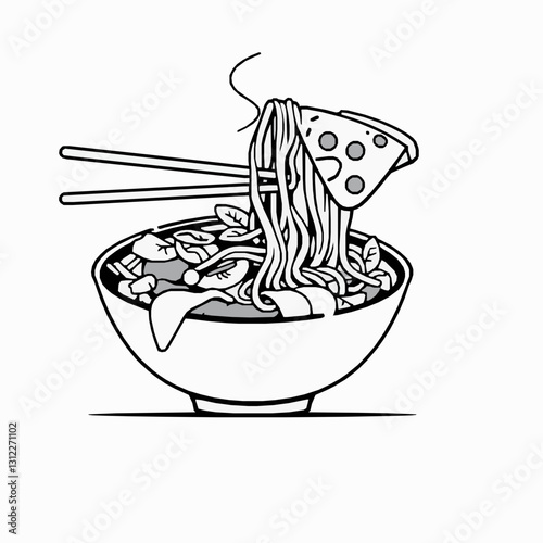 black outline vector illustration of pizza slice isolated, food vector design