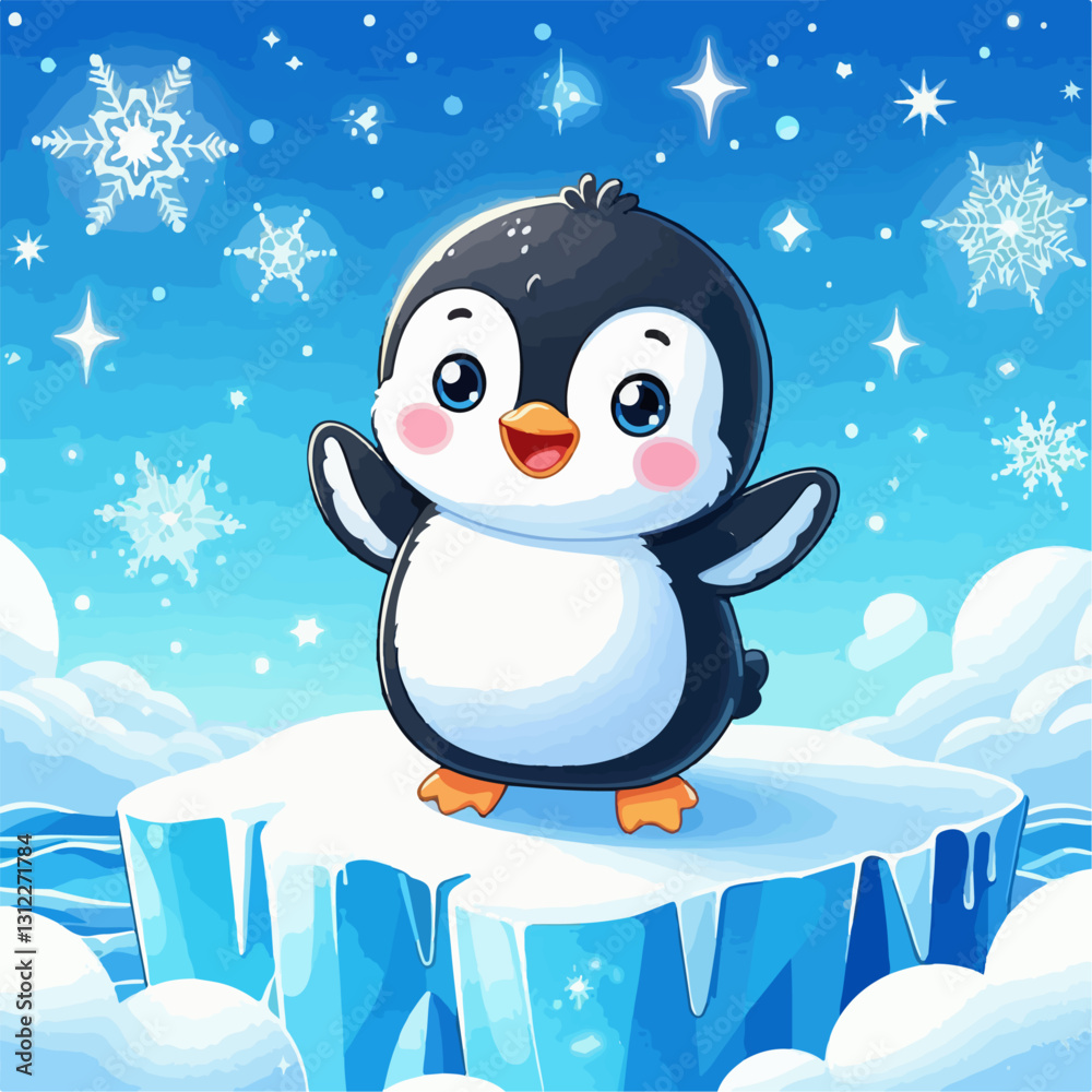 Naklejka premium penguin on snow