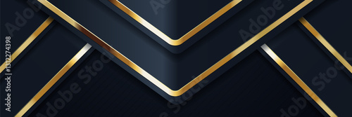 Abstract dark gold geometric design, layered background, luxury website banner