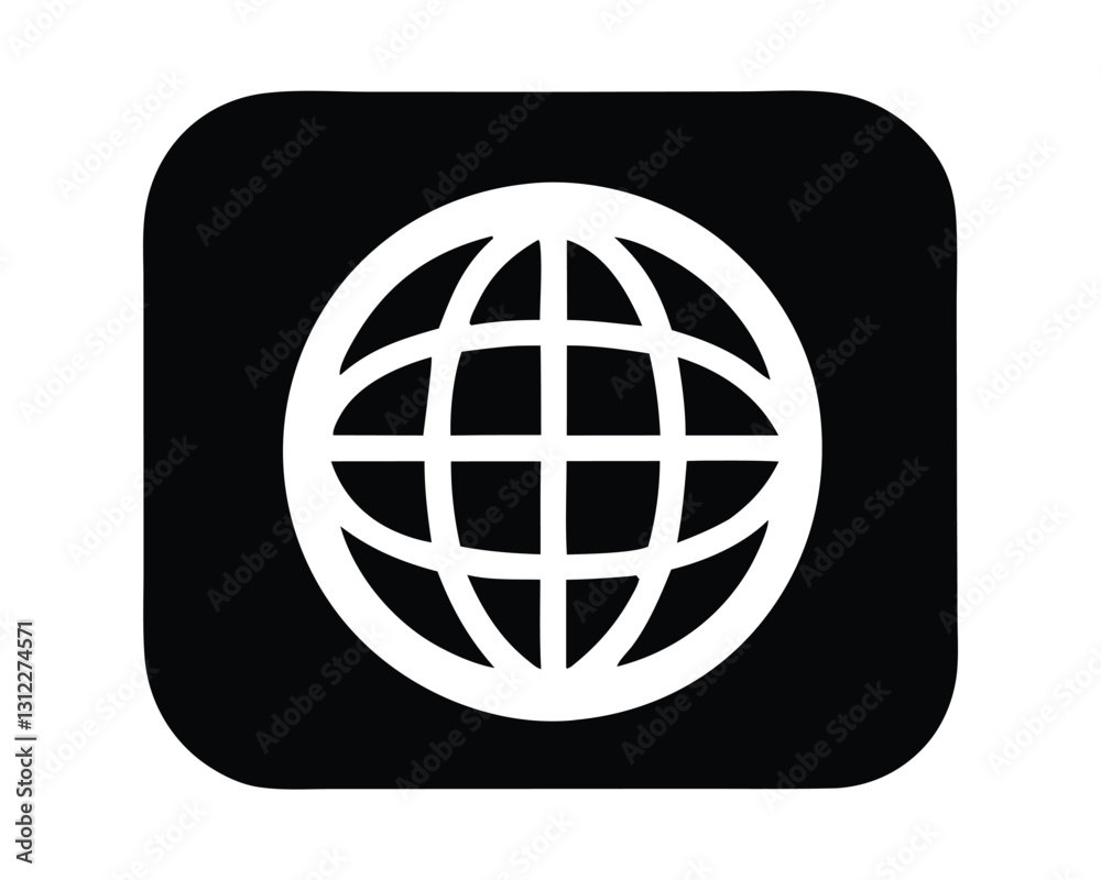 Globe Internet Icon,Web Browser Symbol,Black and White Vector Illustration Globe Internet Icon,Web Browser Symbol,Black and White Vector Illustration