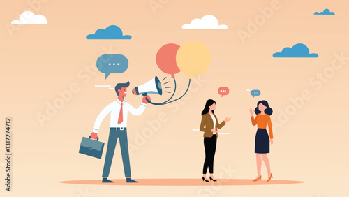 A modern vector illustration depicting workplace communication and interaction. Ideal for business presentations, corporate websites, office applications, and marketing materials.
