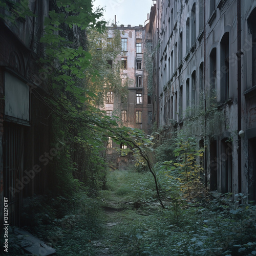 Restoring Balance: How Nature is Reclaiming Abandoned Places and Transforming Landscapes, narrow street in the old town